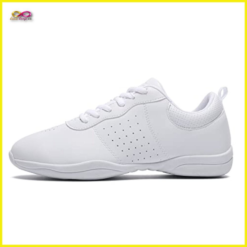 White Athletic Flats Cheerleading Dance Shoes Comfortable Training Sneakers - Picture 2 of 6